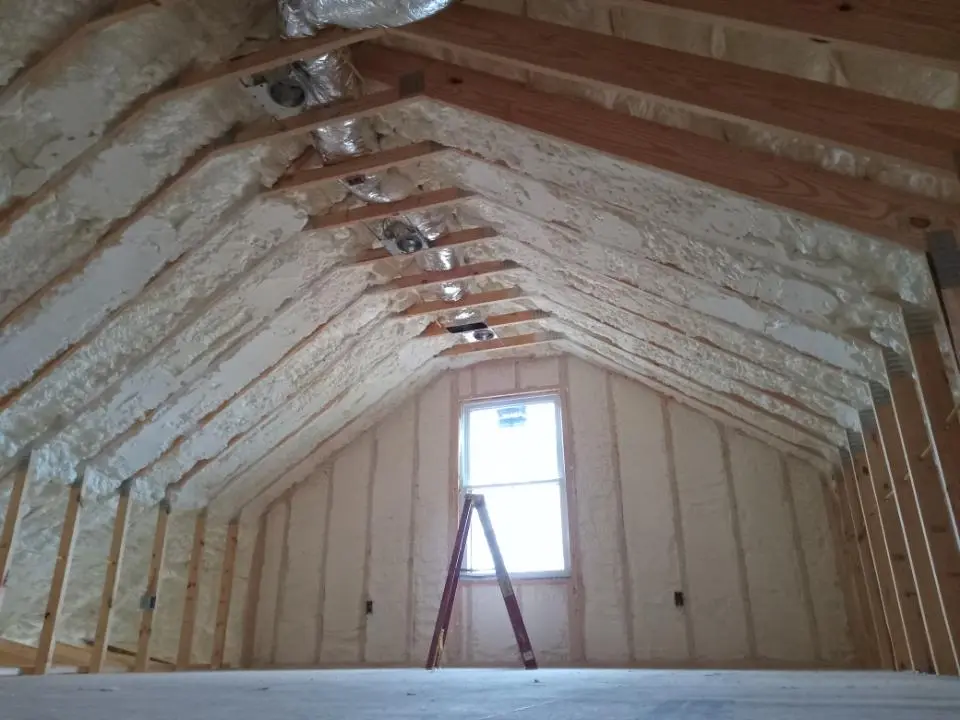 Spray foam roofing application for Crawl Space Insulation project in Franklin Farm